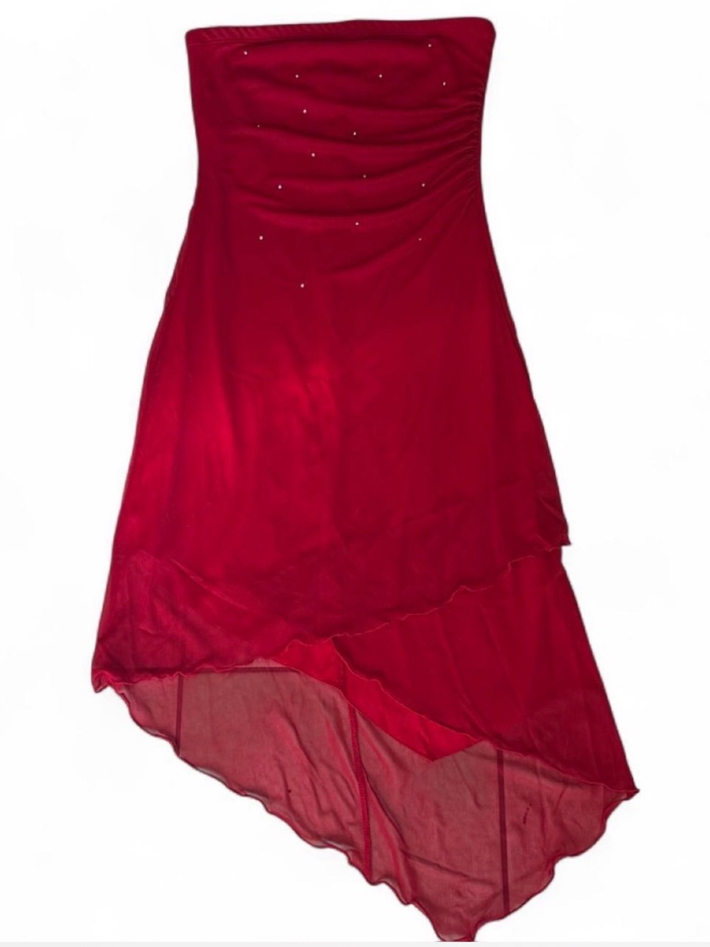 Y2K Whimsigoth Red Strapless Asymmetrical Party Dress❤️